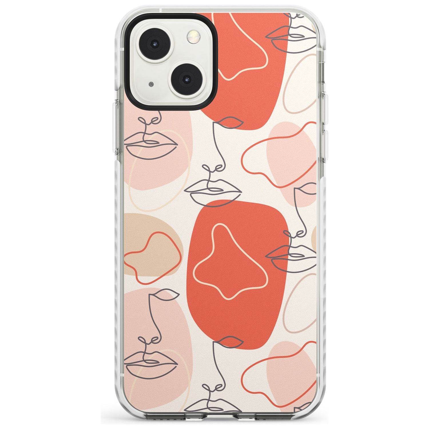Minimal Line Art Stylish Abstract Faces Phone Case iPhone 13 Mini / Impact Case Blanc Space