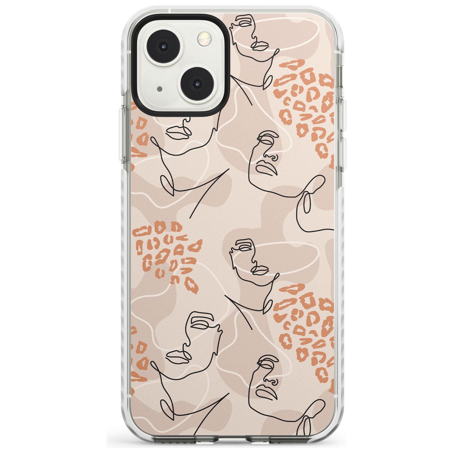 Leopard Print Stylish Abstract Faces Phone Case iPhone 13 Mini / Impact Case Blanc Space