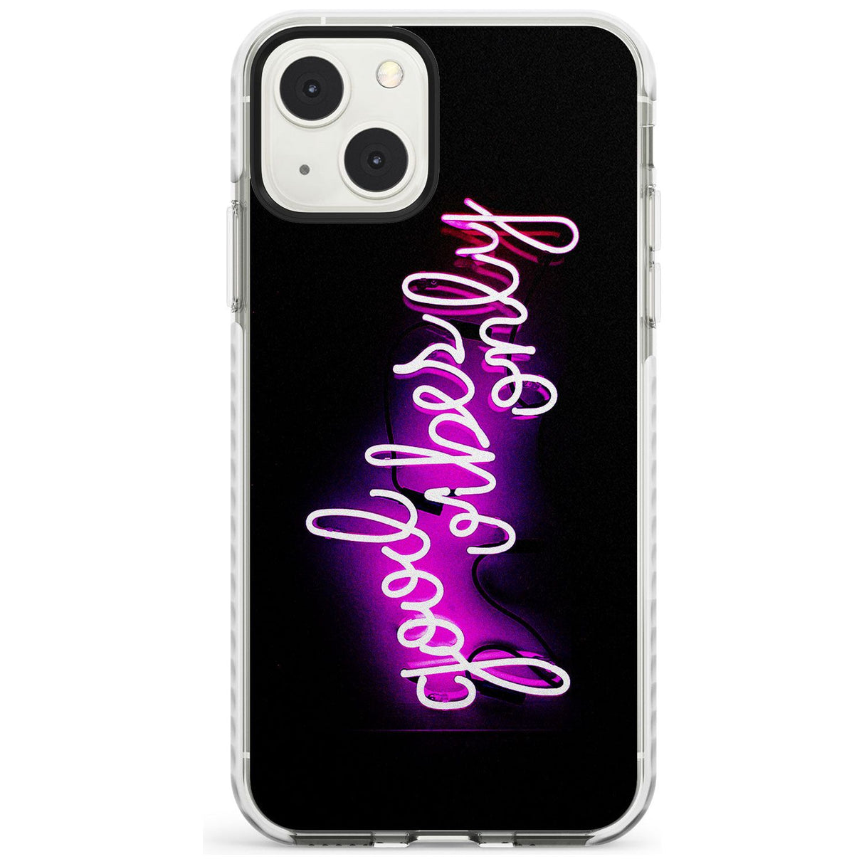 Good Vibes Only Pink Neon Phone Case iPhone 13 Mini / Impact Case Blanc Space