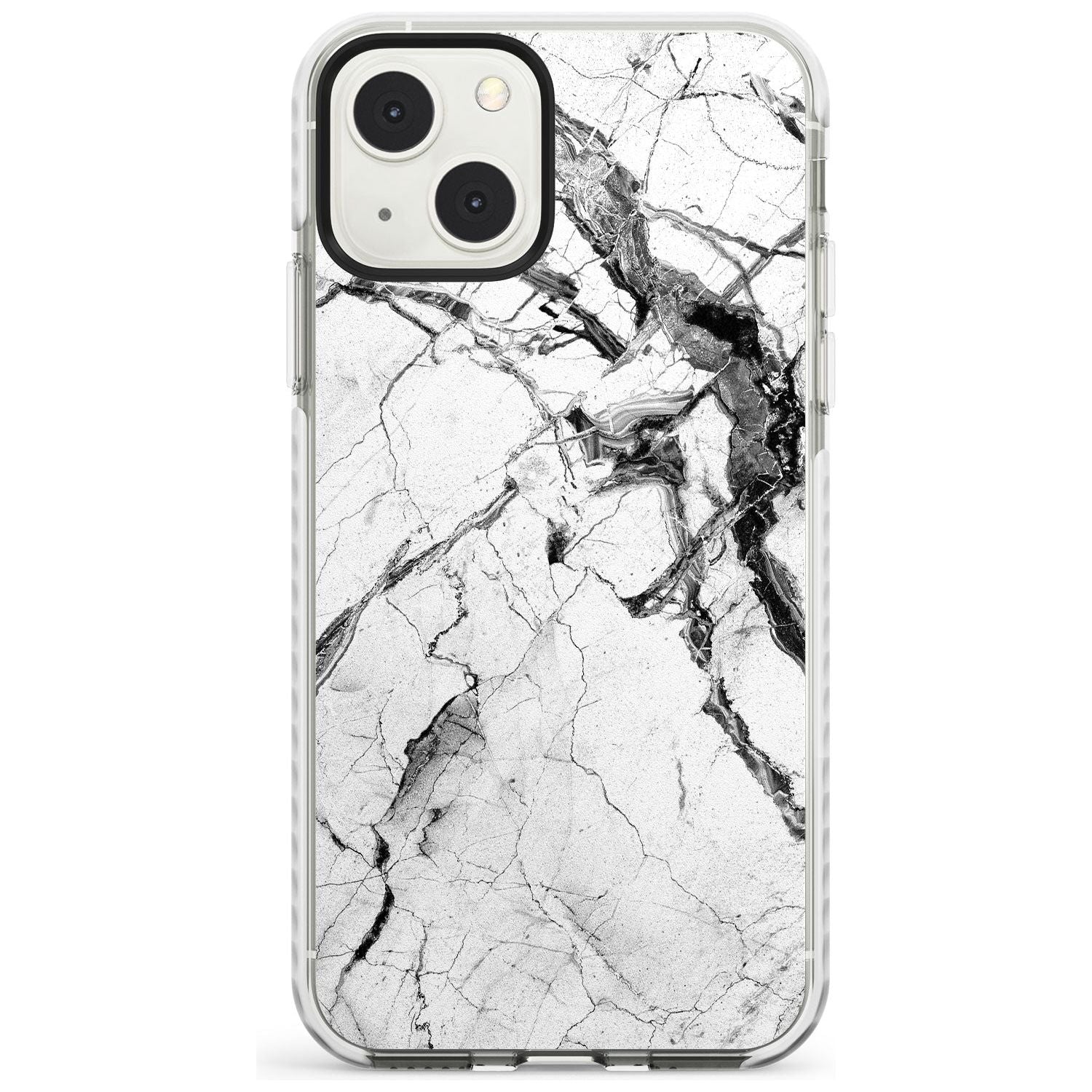 Black & White Stormy Marble Phone Case iPhone 13 Mini / Impact Case Blanc Space