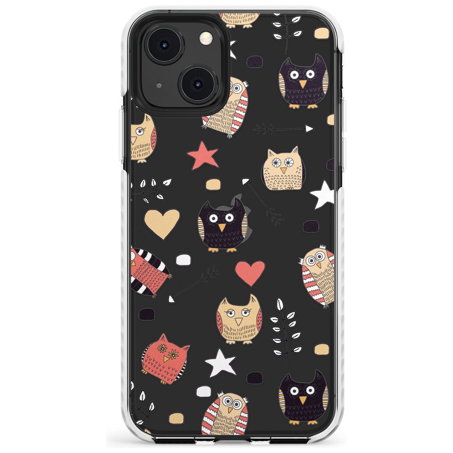 Cute Owl Pattern Impact Phone Case for iPhone 13 & 13 Mini