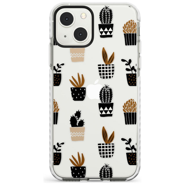 Large Mixed Plants Pattern - Clear Phone Case iPhone 13 Mini / Impact Case Blanc Space