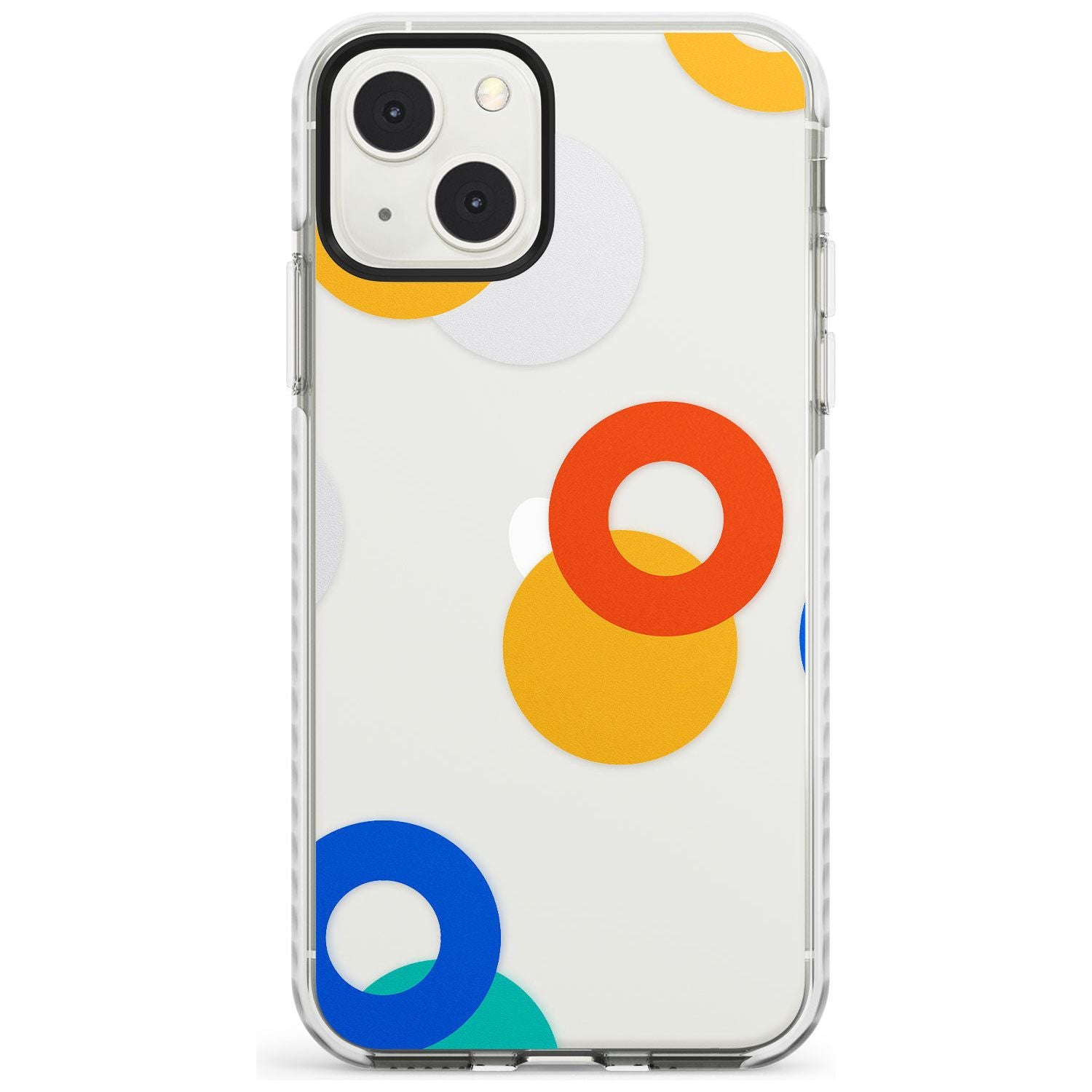 Abstract Mixed Circles Phone Case iPhone 13 Mini / Impact Case Blanc Space