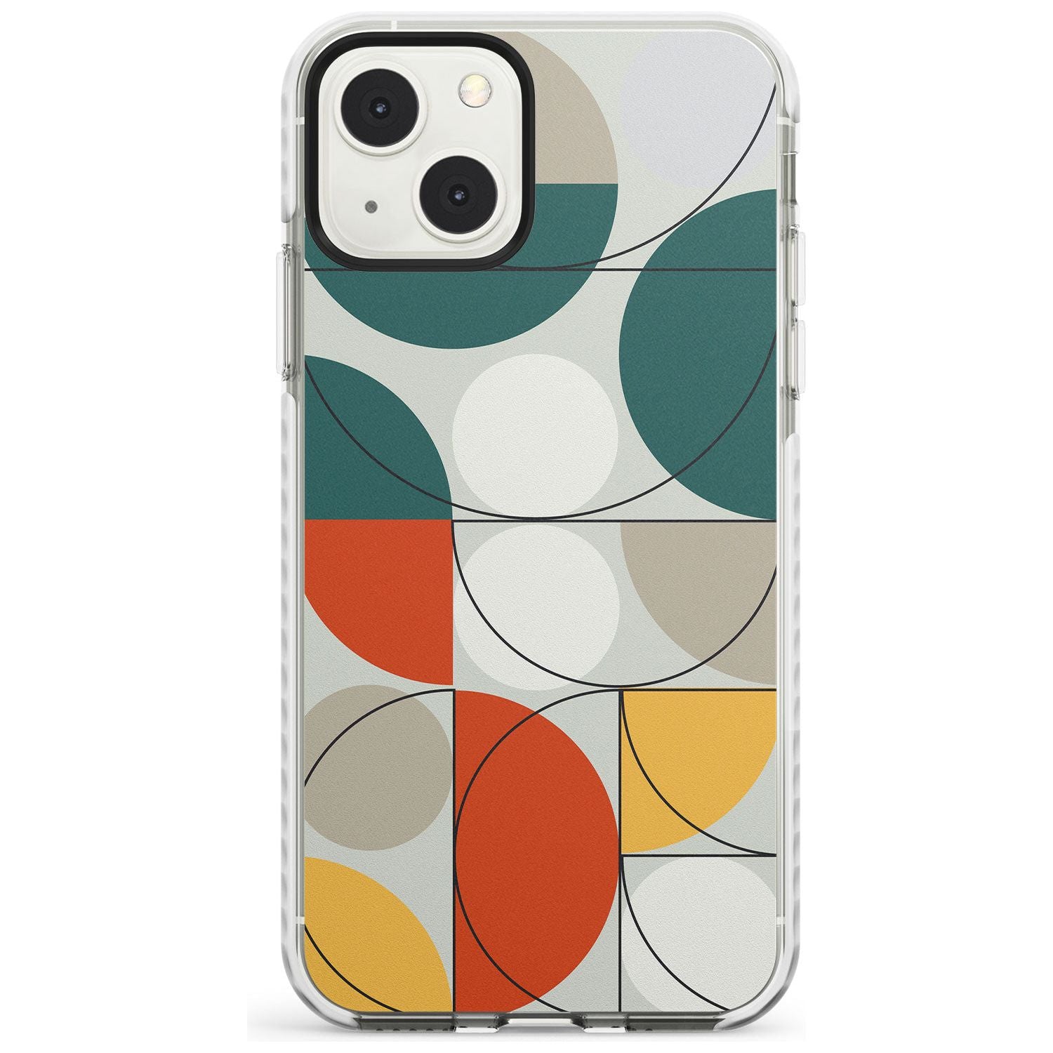 Abstract Half Circles Phone Case iPhone 13 Mini / Impact Case Blanc Space
