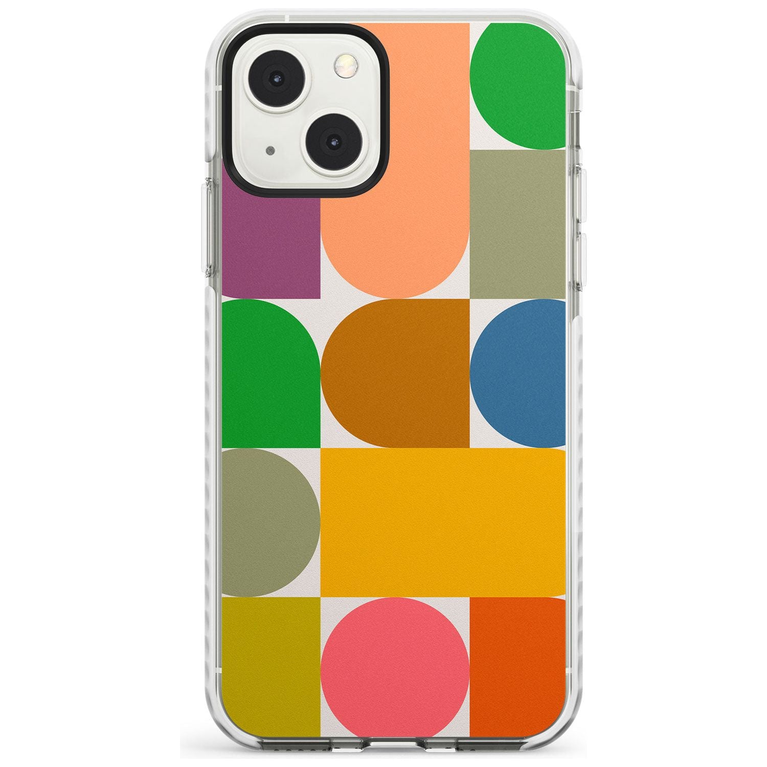 Abstract Retro Shapes: Rainbow Mix Phone Case iPhone 13 Mini / Impact Case Blanc Space