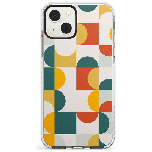 Abstract Retro Shapes: Muted Colour Mix Phone Case iPhone 13 Mini / Impact Case Blanc Space