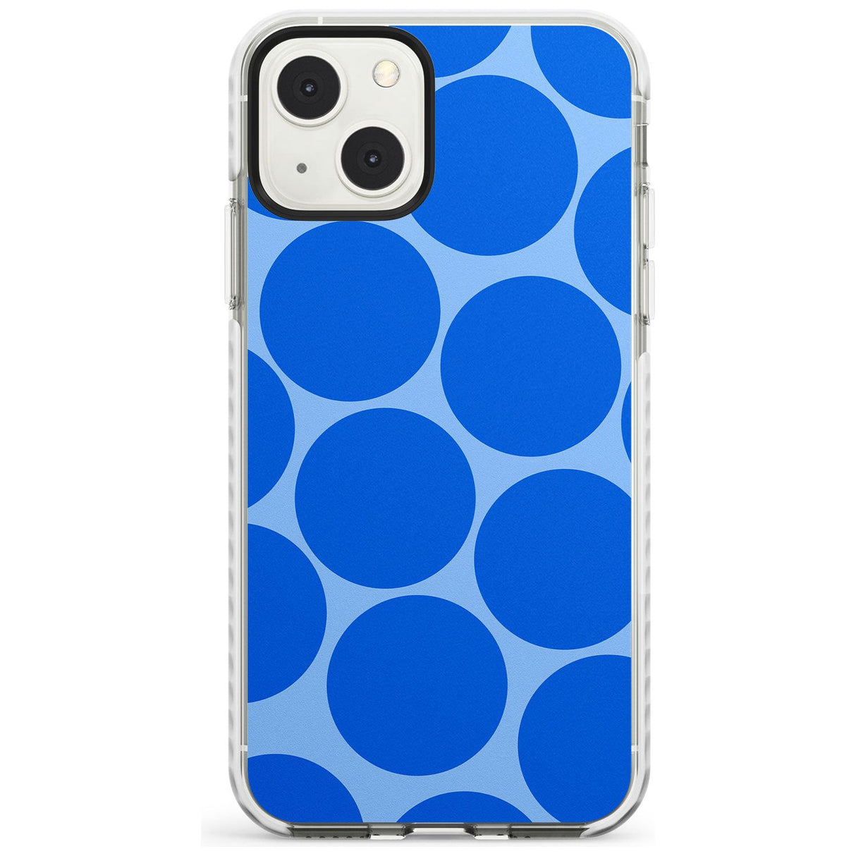 Abstract Retro Shapes: Blue Dots Phone Case iPhone 13 Mini / Impact Case Blanc Space