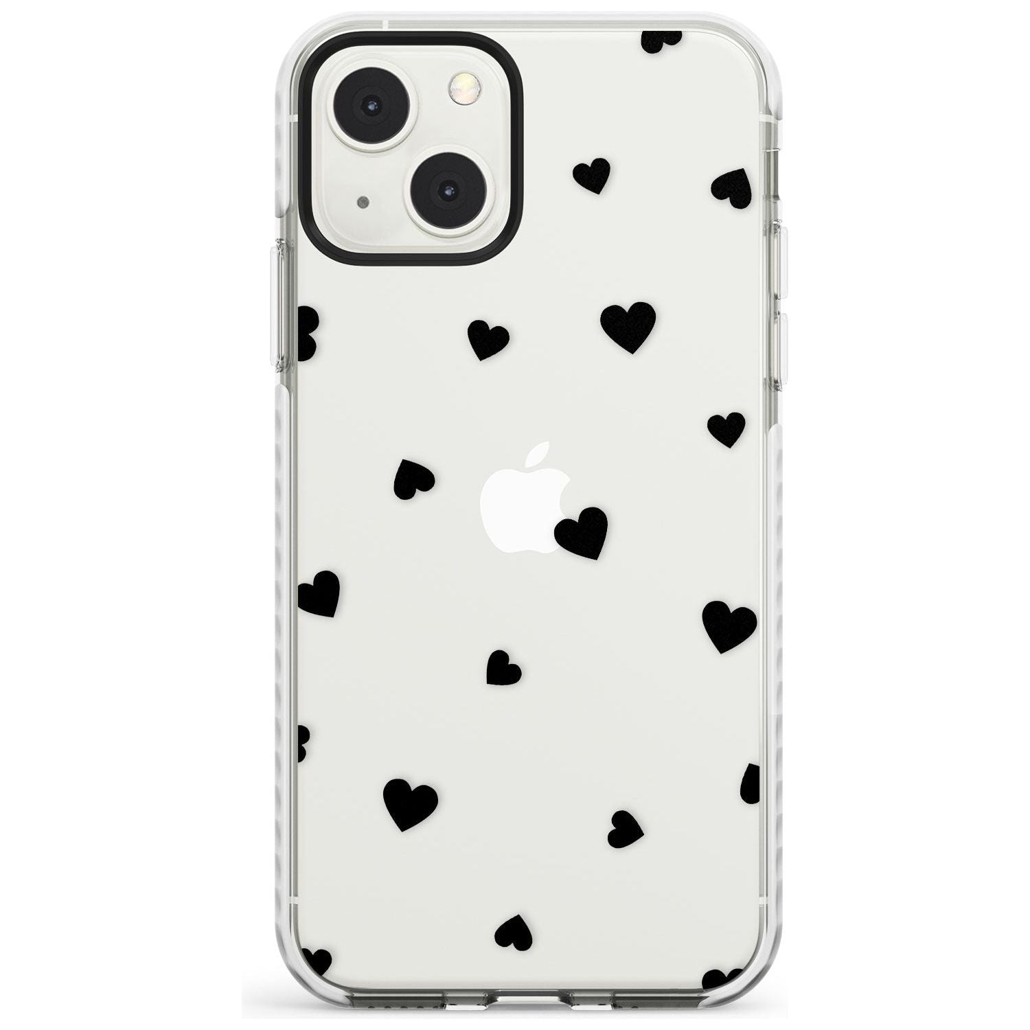 Black Hearts Pattern Phone Case iPhone 13 Mini / Impact Case Blanc Space