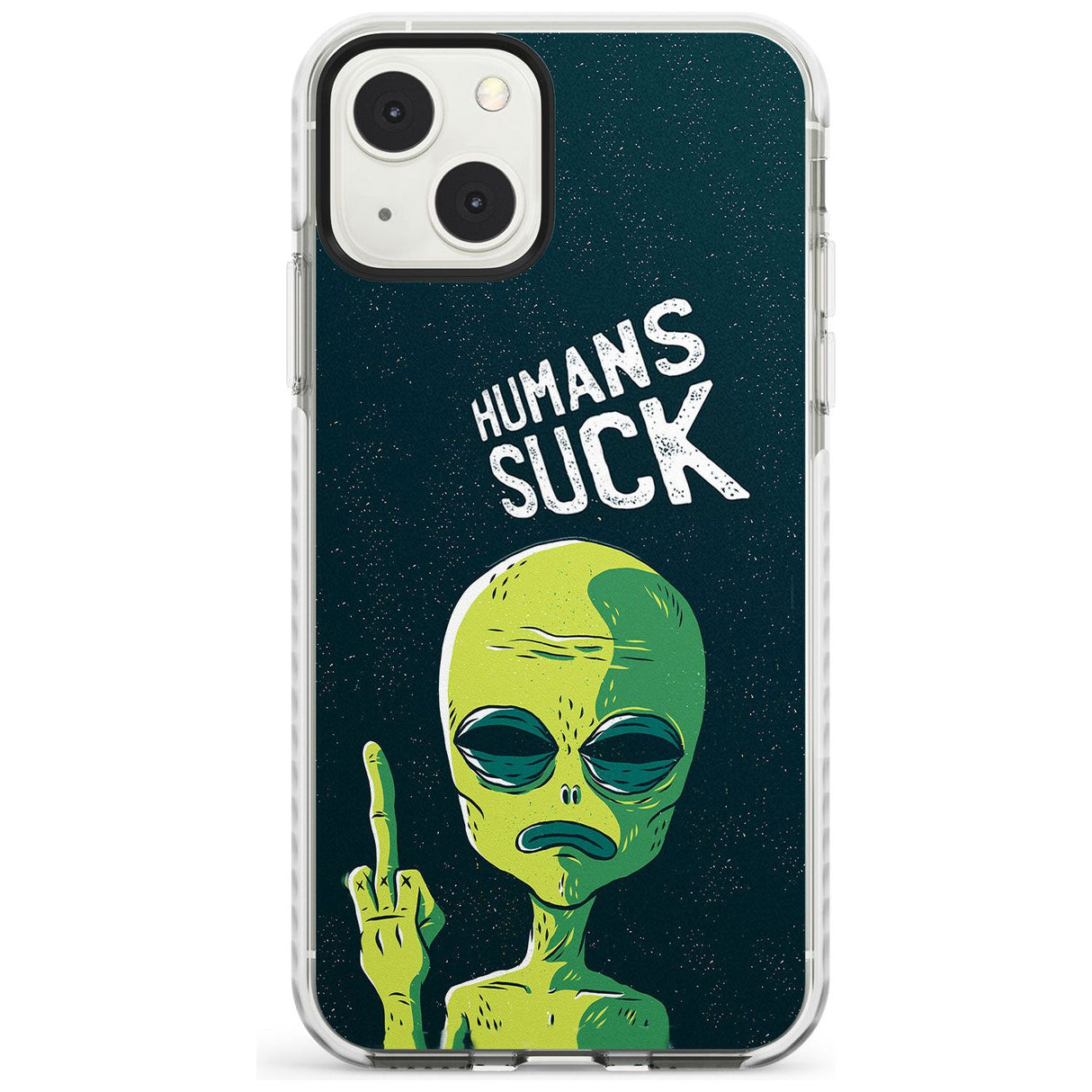 Humans Suck Alien Phone Case iPhone 13 Mini / Impact Case Blanc Space
