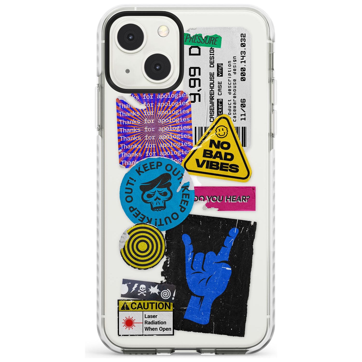 No Bad Vibes Sticker Mix Phone Case iPhone 13 Mini / Impact Case Blanc Space