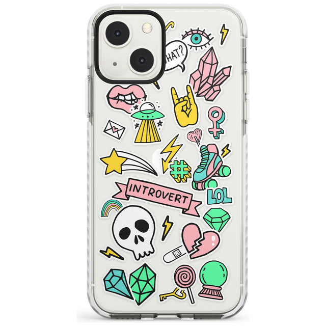 Introvert Sticker Phone Case iPhone 13 Mini / Impact Case Blanc Space