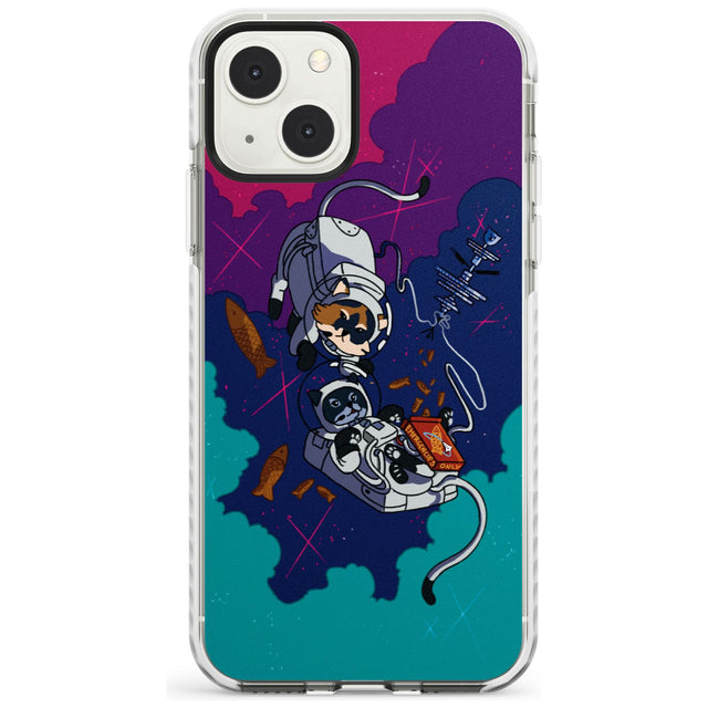 Cats In Space Phone Case iPhone 13 Mini / Impact Case Blanc Space
