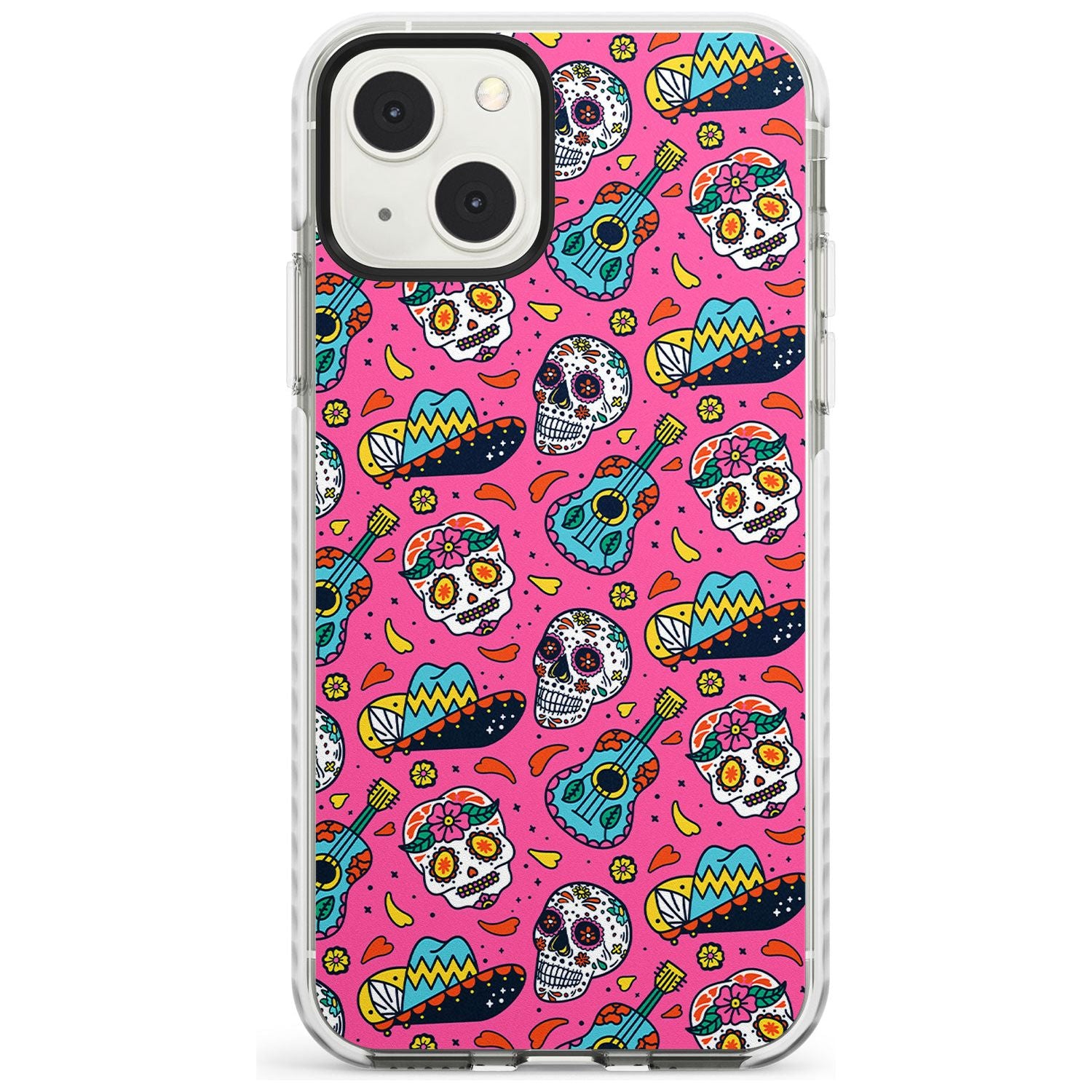 Pink Day of The Dead Pattern Impact Phone Case for iPhone 13 & 13 Mini