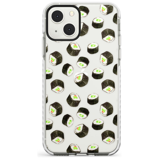 Maki Rolls Sushi Pattern Phone Case iPhone 13 Mini / Impact Case Blanc Space