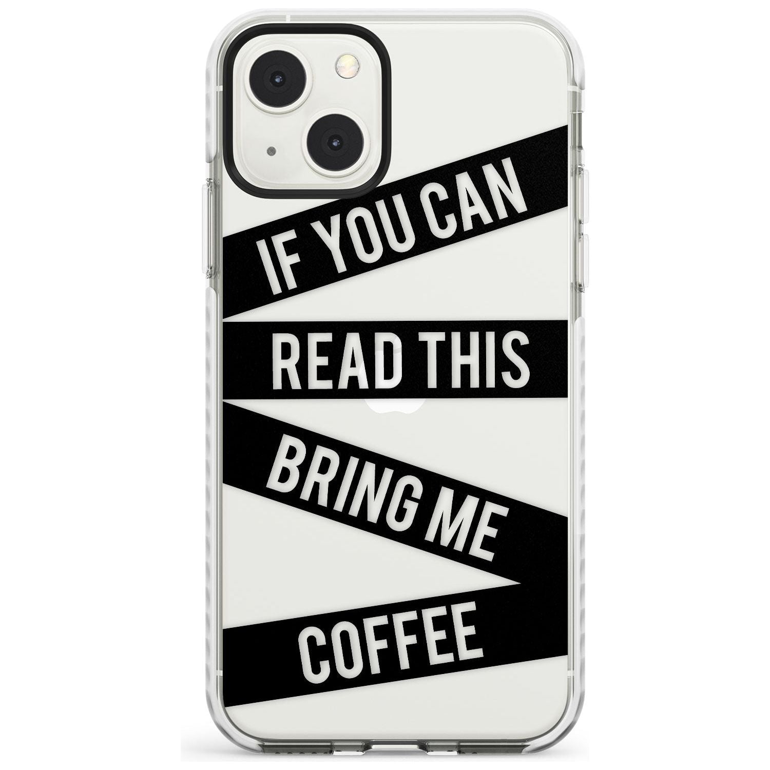 Black Stripes Bring Me Coffee Phone Case iPhone 13 Mini / Impact Case Blanc Space
