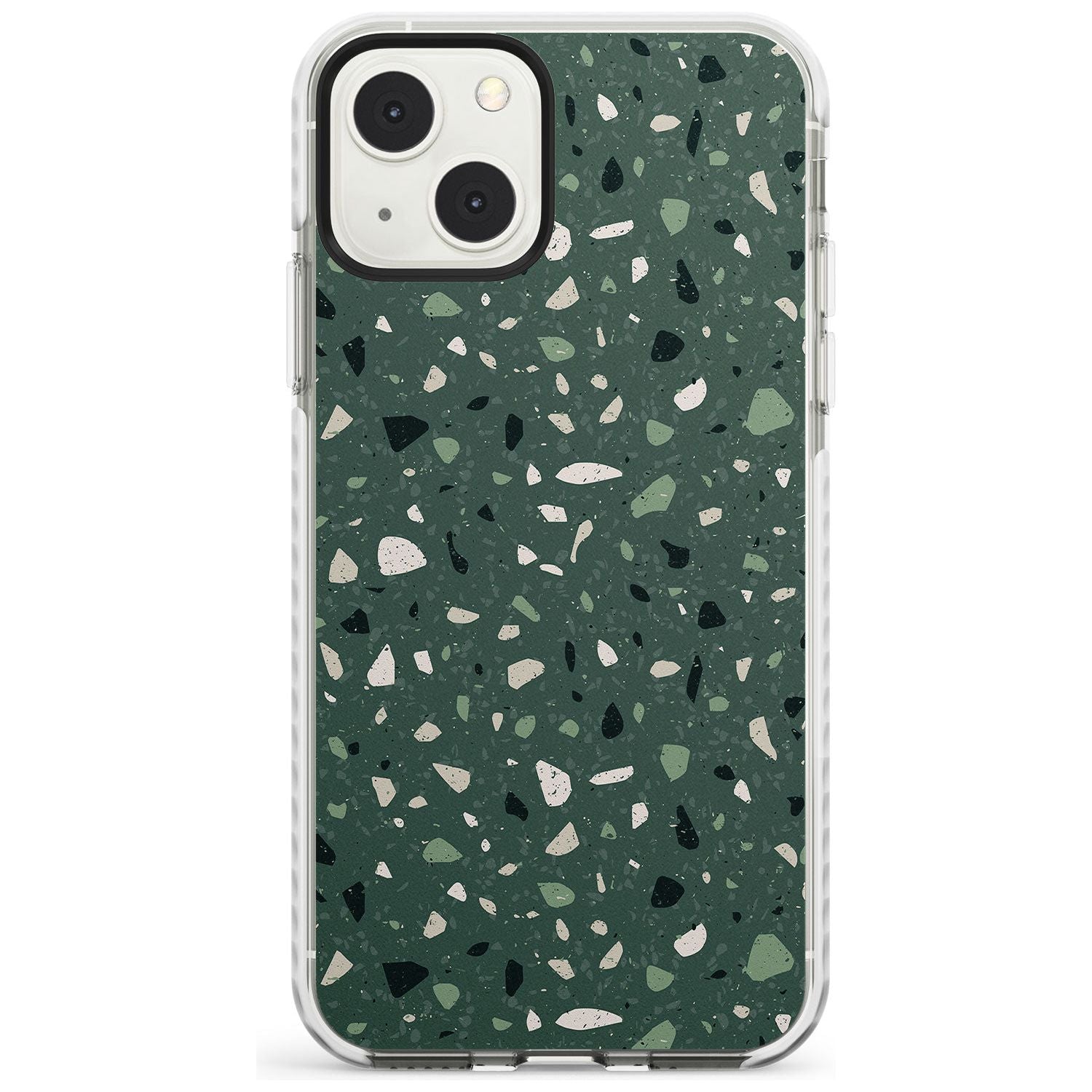 Green & Cream Terrazzo Pattern Phone Case iPhone 13 Mini / Impact Case Blanc Space