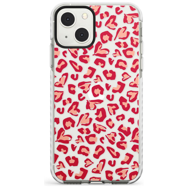 Heart Leopard Print Phone Case iPhone 13 Mini / Impact Case Blanc Space