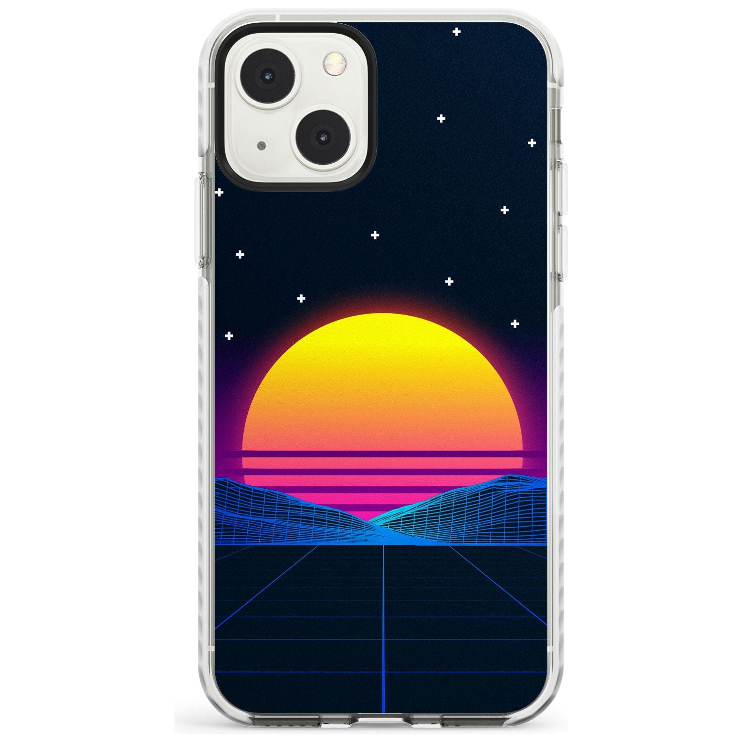 Retro Sunset Vaporwave Impact Phone Case for iPhone 13 & 13 Mini