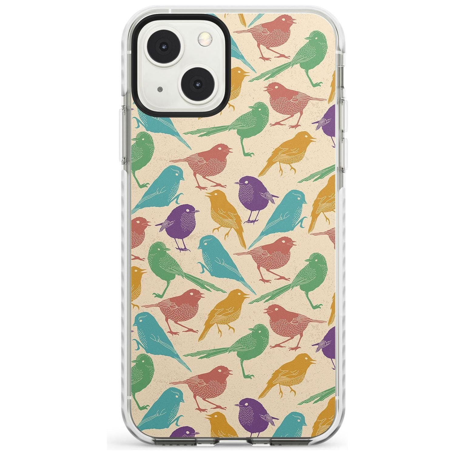 Colourful Feathered Friends Bird Phone Case iPhone 13 Mini / Impact Case Blanc Space