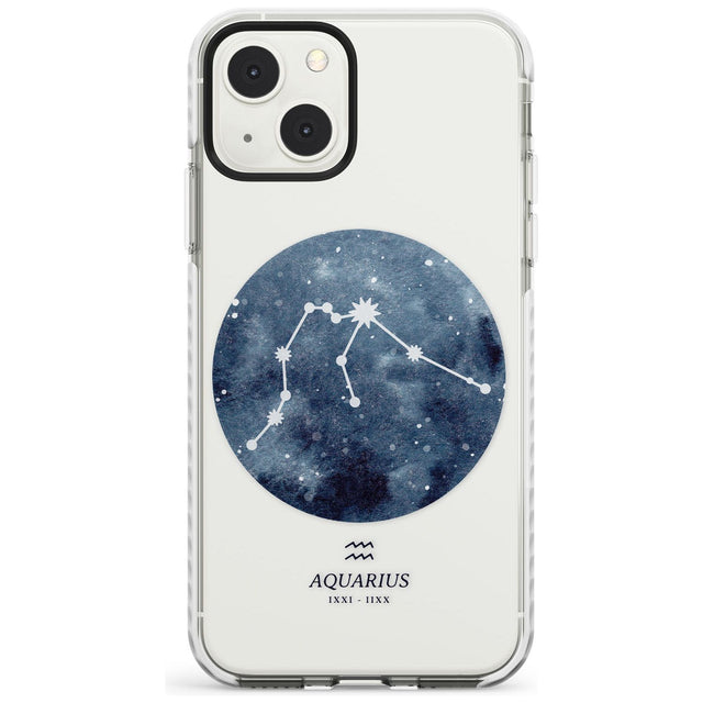 Aquarius Zodiac Transparent Design - Blue Phone Case iPhone 13 Mini / Impact Case Blanc Space
