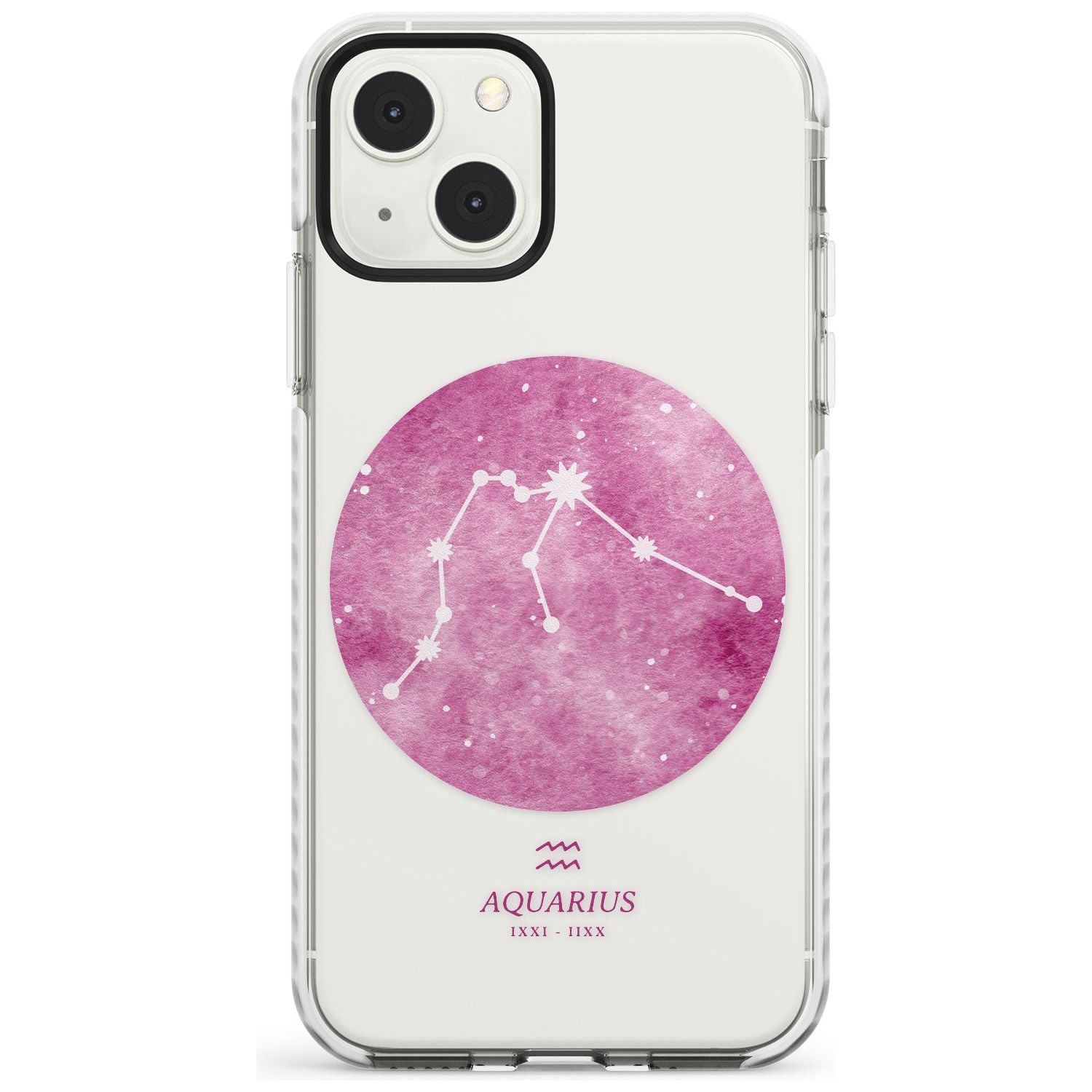 Aquarius Zodiac Transparent Design - Pink Phone Case iPhone 13 Mini / Impact Case Blanc Space