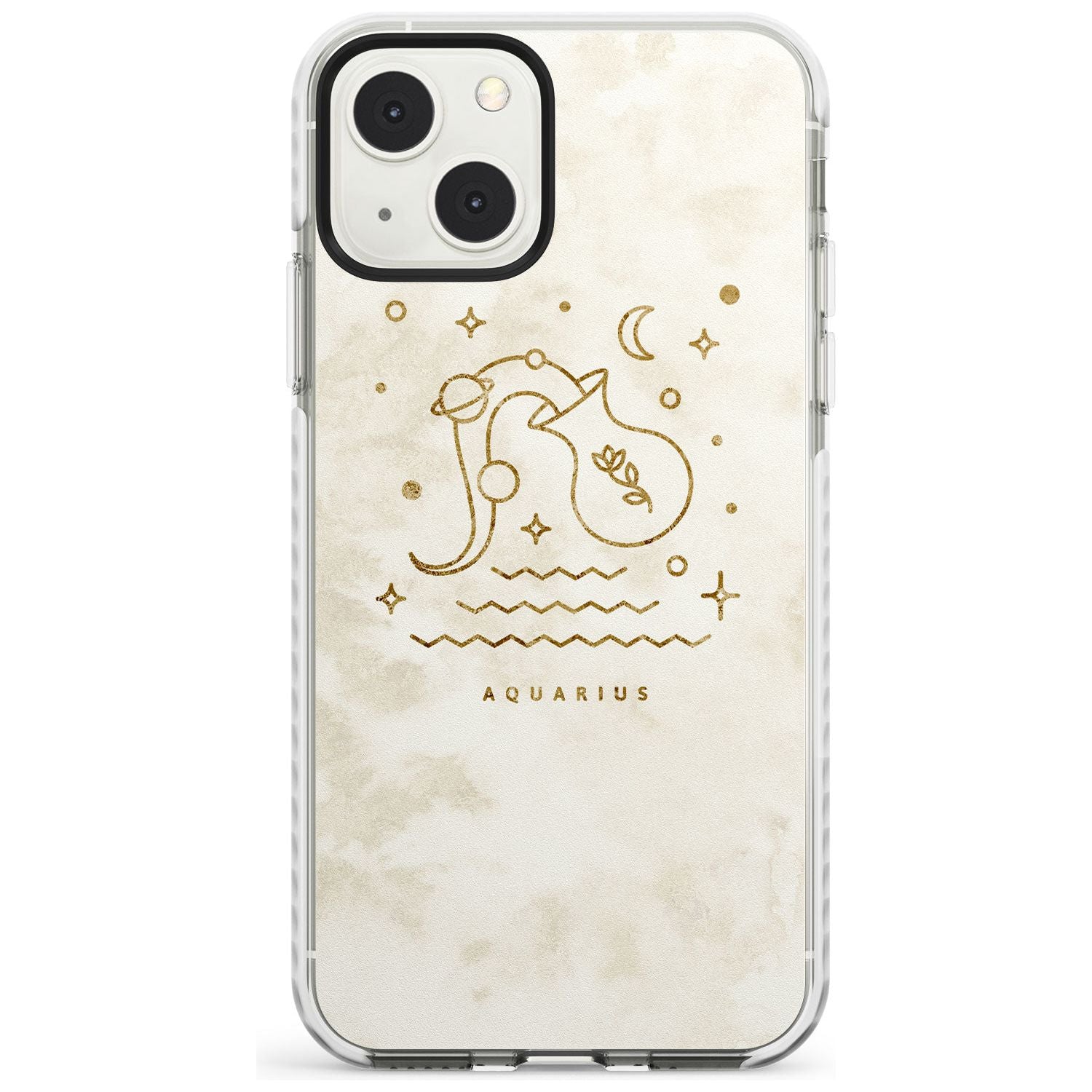 Aquarius Emblem - Solid Gold Marbled Design Phone Case iPhone 13 Mini / Impact Case Blanc Space