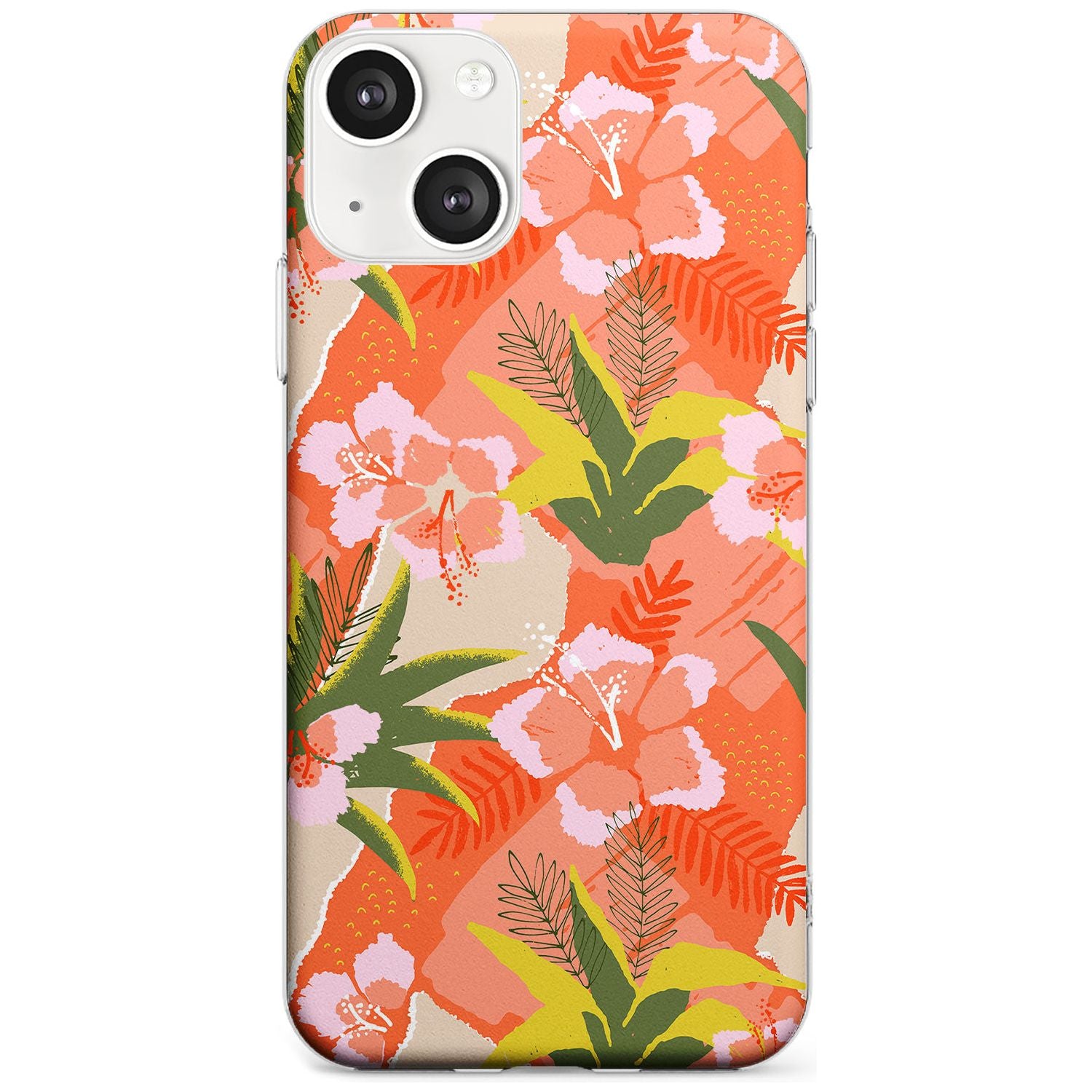 Hawaiian Flowers Abstract Pattern Phone Case iPhone 13 / Clear Case,iPhone 13 Mini / Clear Case,iPhone 14 / Clear Case,iPhone 14 Plus / Clear Case Blanc Space