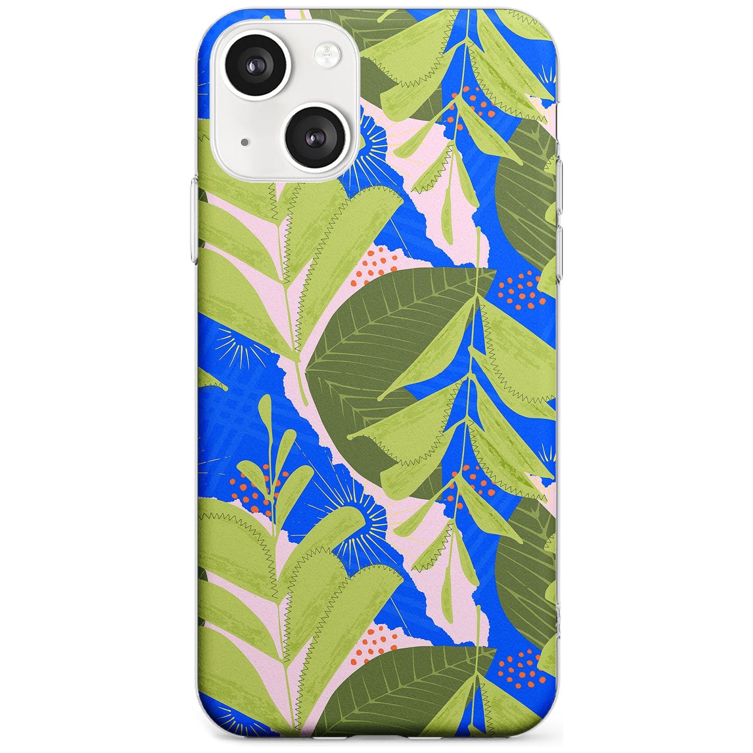 Fern Leaves Abstract Pattern Phone Case iPhone 13 / Clear Case,iPhone 13 Mini / Clear Case,iPhone 14 / Clear Case,iPhone 14 Plus / Clear Case Blanc Space