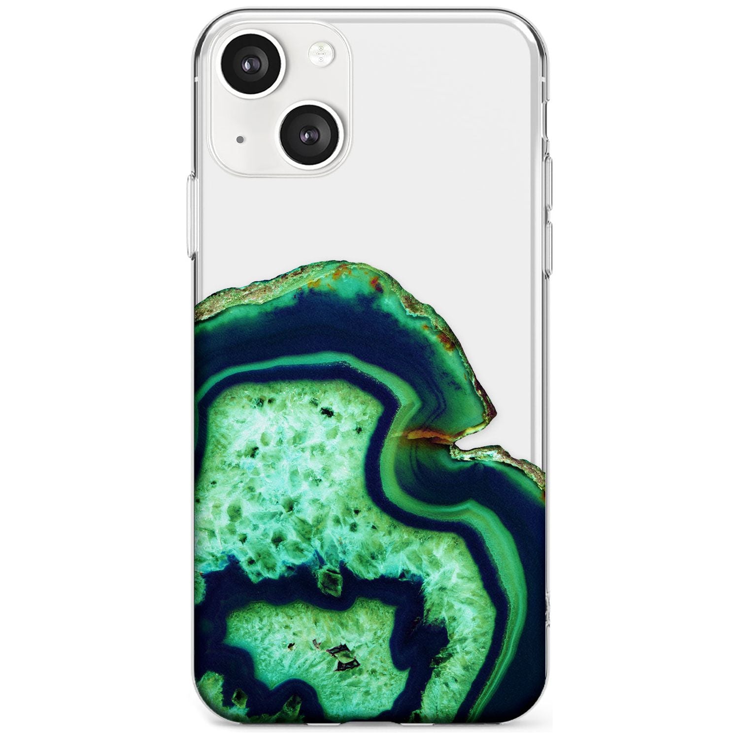 Neon Green & Blue Agate Crystal Transparent Design Phone Case iPhone 13 / Clear Case,iPhone 13 Mini / Clear Case,iPhone 14 / Clear Case,iPhone 14 Plus / Clear Case Blanc Space