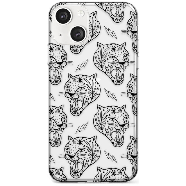 Black Tiger Roar Pattern Slim Phone Case for iPhone 13 & 13 Mini