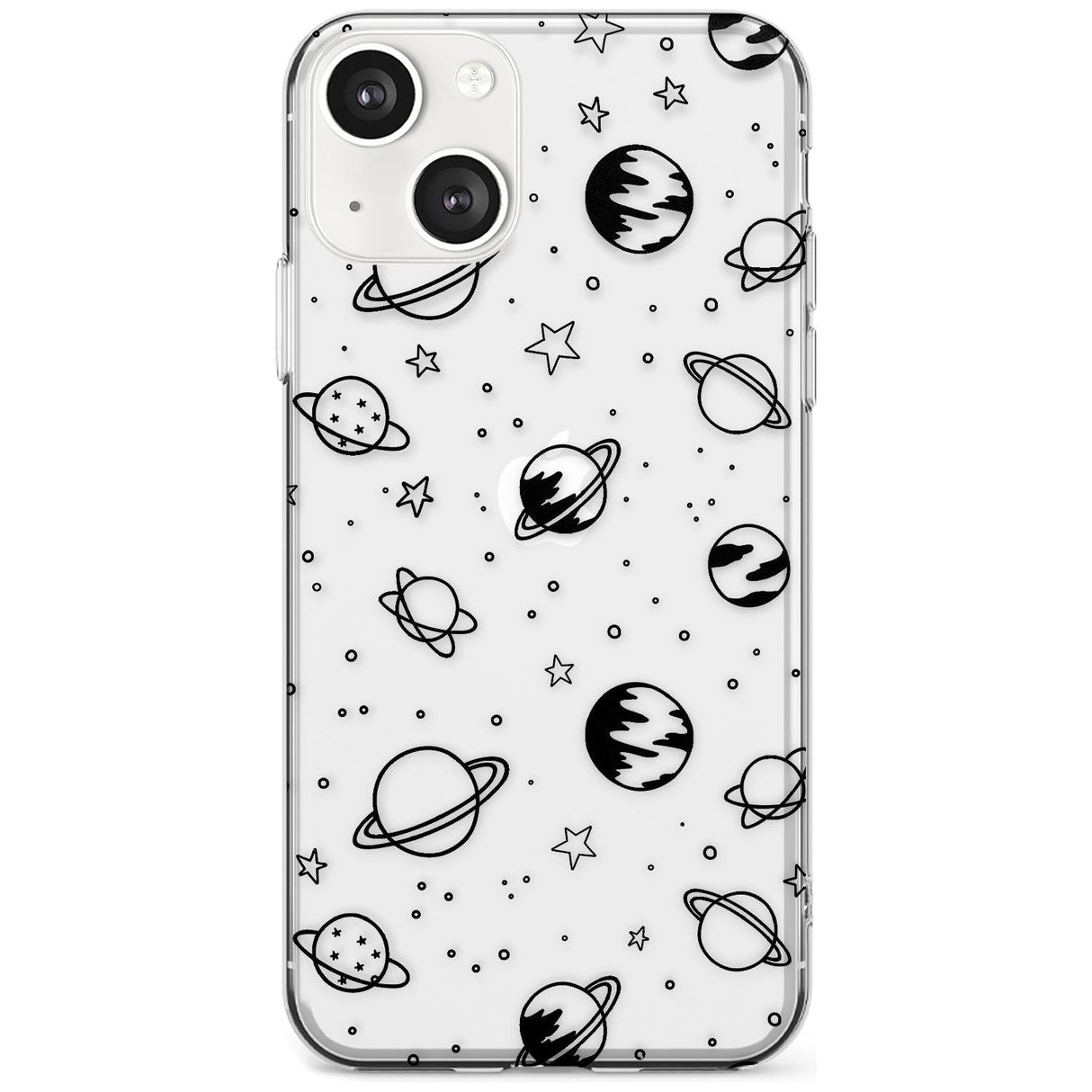 Cosmic Outer Space Design Black on Clear Phone Case iPhone 13 / Clear Case,iPhone 13 Mini / Clear Case,iPhone 14 / Clear Case,iPhone 14 Plus / Clear Case Blanc Space