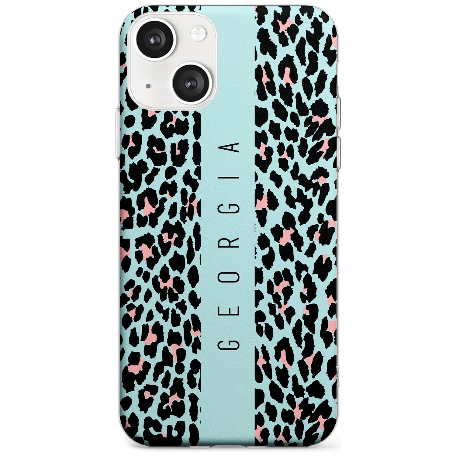 Personalised Blue Leopard Spots Custom Phone Case iPhone 13 / Clear Case,iPhone 13 Mini / Clear Case,iPhone 14 / Clear Case,iPhone 14 Plus / Clear Case Blanc Space
