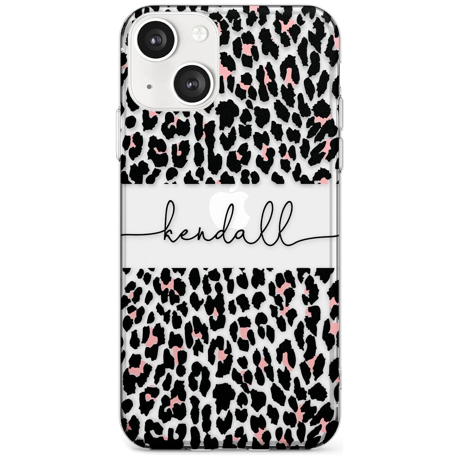 Personalised Pink & Cursive Leopard Spots Custom Phone Case iPhone 13 / Clear Case,iPhone 13 Mini / Clear Case,iPhone 14 / Clear Case,iPhone 14 Plus / Clear Case Blanc Space