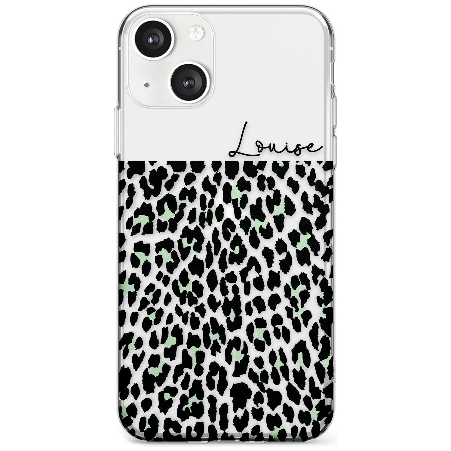 Personalised Seafoam Green & Cursive Leopard Spots