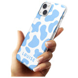 Personalised Blue and White Cow Print Slim Phone Case for iPhone 13 & 13 Mini