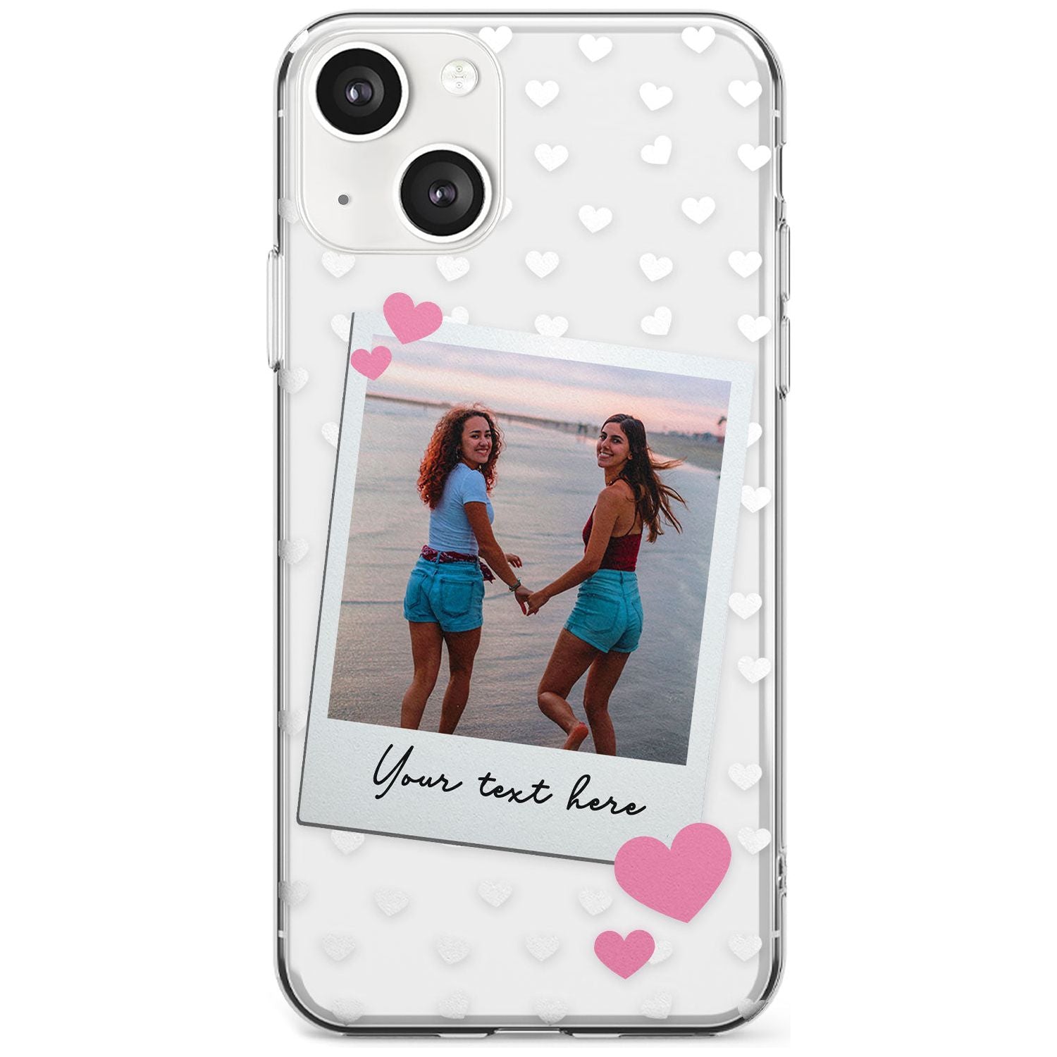 Personalised Instant Film & Hearts Photo Custom Phone Case iPhone 13 / Clear Case,iPhone 13 Mini / Clear Case,iPhone 14 / Clear Case,iPhone 14 Plus / Clear Case Blanc Space