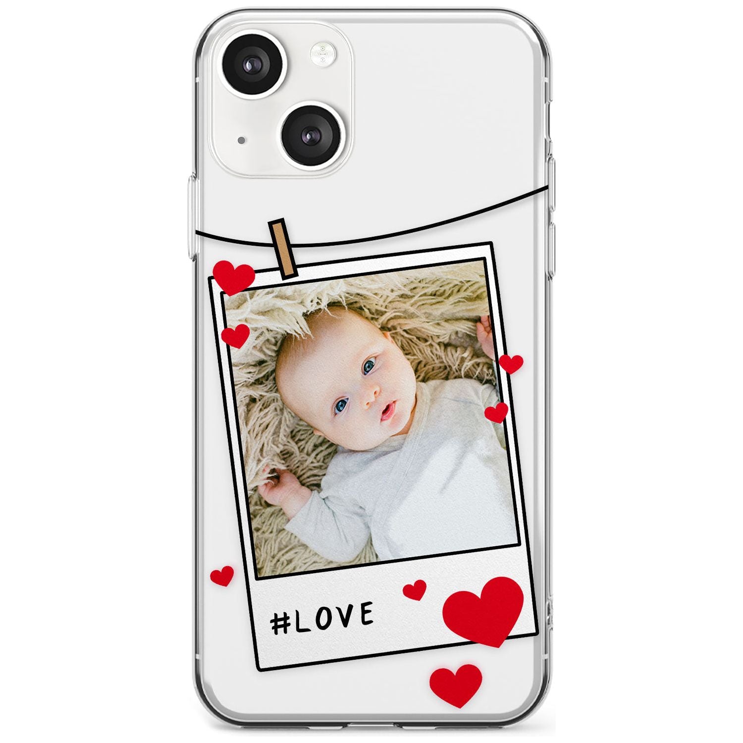 Personalised Love Instant Film Photo Custom Phone Case iPhone 13 / Clear Case,iPhone 13 Mini / Clear Case,iPhone 14 / Clear Case,iPhone 14 Plus / Clear Case Blanc Space