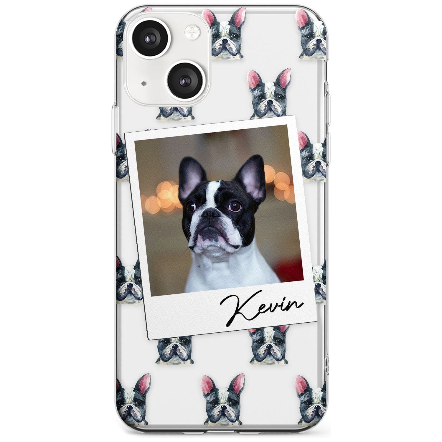 Personalised French Bulldog, Black & White - Dog Photo Custom Phone Case iPhone 13 / Clear Case,iPhone 13 Mini / Clear Case,iPhone 14 / Clear Case,iPhone 14 Plus / Clear Case Blanc Space