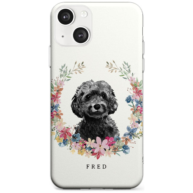 Personalised Black Cockapoo - Watercolour Dog Portrait Custom Phone Case iPhone 13 / Clear Case,iPhone 13 Mini / Clear Case,iPhone 14 / Clear Case,iPhone 14 Plus / Clear Case Blanc Space
