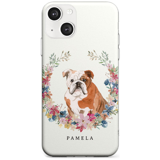Personalised English Bulldog - Watercolour Dog Portrait Custom Phone Case iPhone 13 / Clear Case,iPhone 13 Mini / Clear Case,iPhone 14 / Clear Case,iPhone 14 Plus / Clear Case Blanc Space