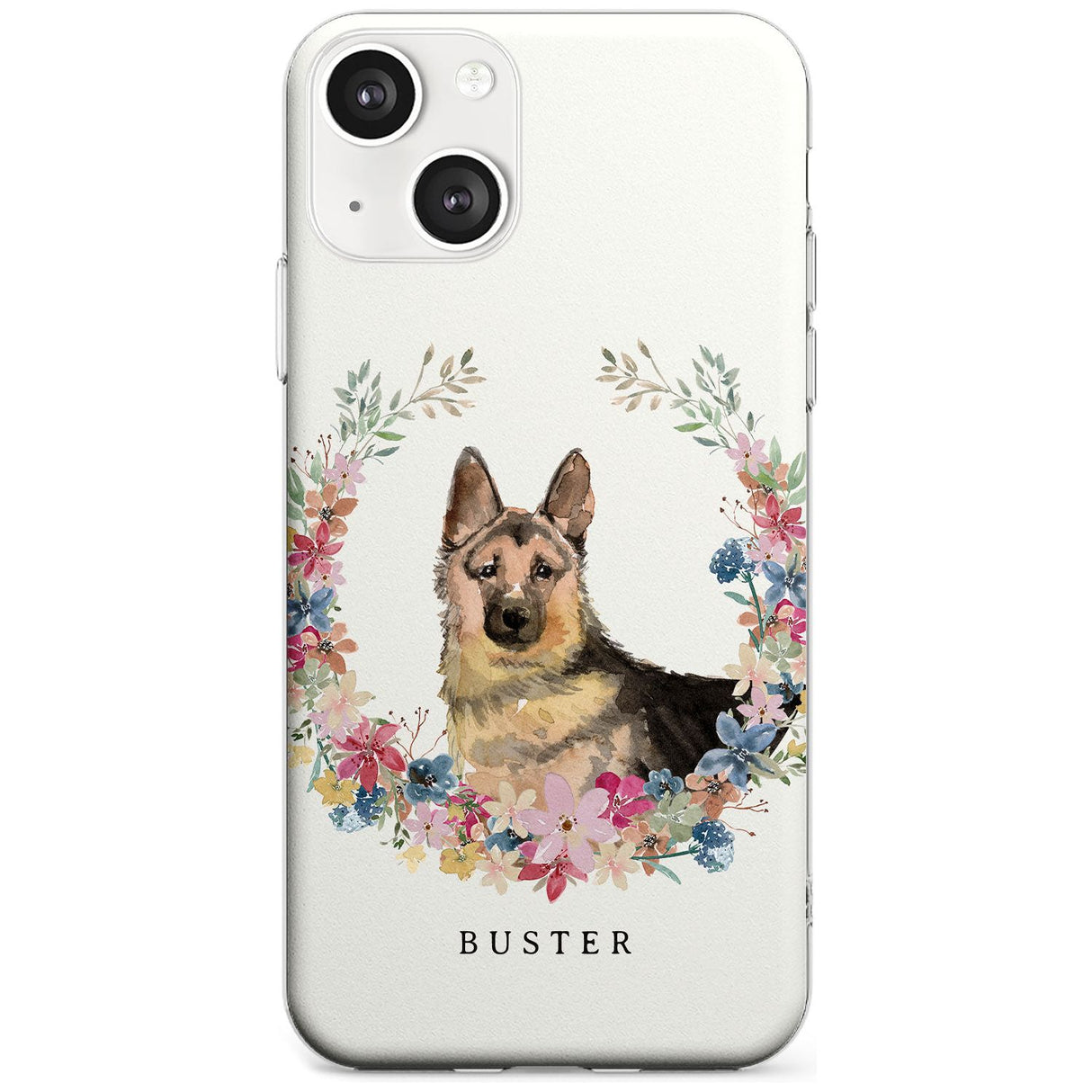 Personalised German Shepherd - Watercolour Dog Portrait Custom Phone Case iPhone 13 / Clear Case,iPhone 13 Mini / Clear Case,iPhone 14 / Clear Case,iPhone 14 Plus / Clear Case Blanc Space