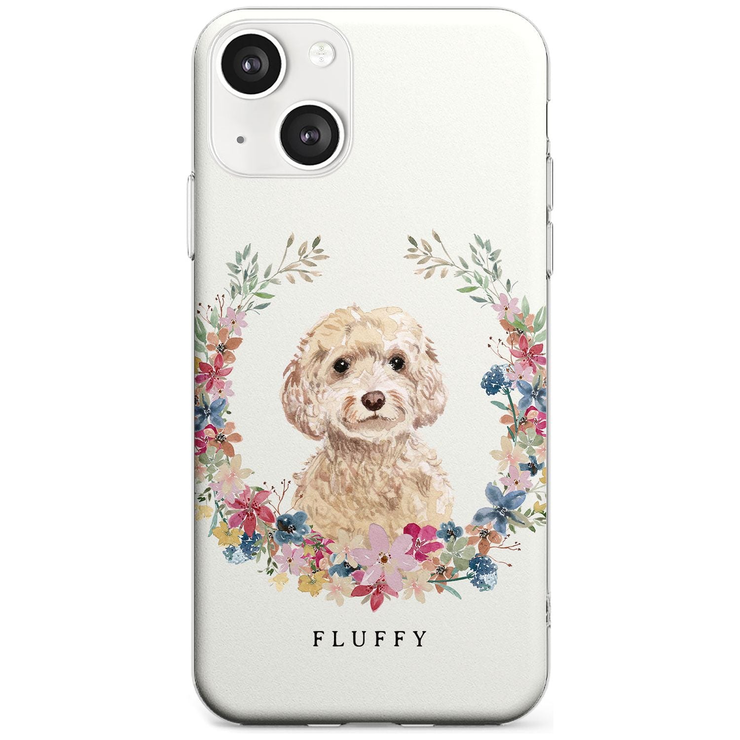 Personalised Champagne Cockapoo - Watercolour Dog Portrait Custom Phone Case iPhone 13 / Clear Case,iPhone 13 Mini / Clear Case,iPhone 14 / Clear Case,iPhone 14 Plus / Clear Case Blanc Space