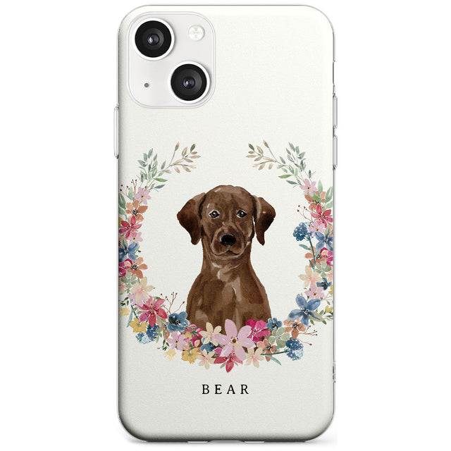 Personalised Chocolate Lab - Watercolour Dog Portrait Custom Phone Case iPhone 13 / Clear Case,iPhone 13 Mini / Clear Case,iPhone 14 / Clear Case,iPhone 14 Plus / Clear Case Blanc Space