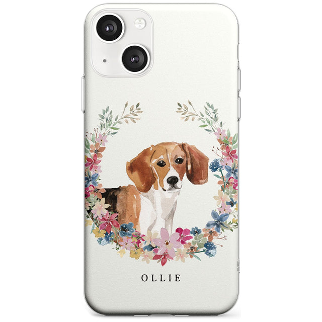 Personalised Beagle - Watercolour Dog Portrait Custom Phone Case iPhone 13 / Clear Case,iPhone 13 Mini / Clear Case,iPhone 14 / Clear Case,iPhone 14 Plus / Clear Case Blanc Space