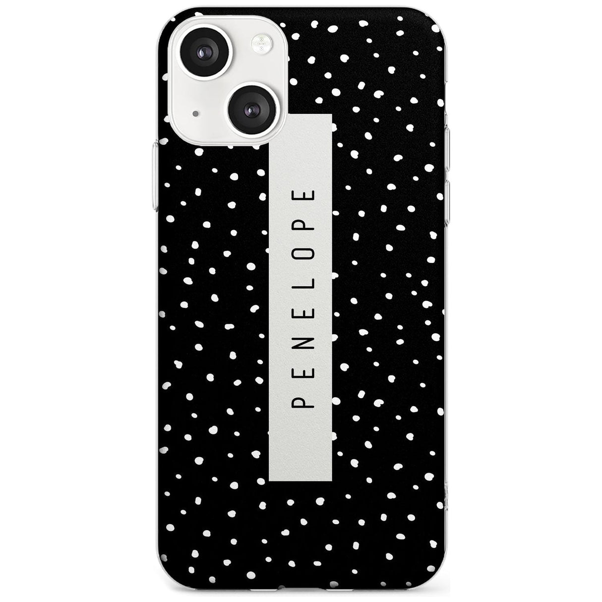 Personalised Black Dots Custom Phone Case iPhone 13 / Clear Case,iPhone 13 Mini / Clear Case,iPhone 14 / Clear Case,iPhone 14 Plus / Clear Case Blanc Space