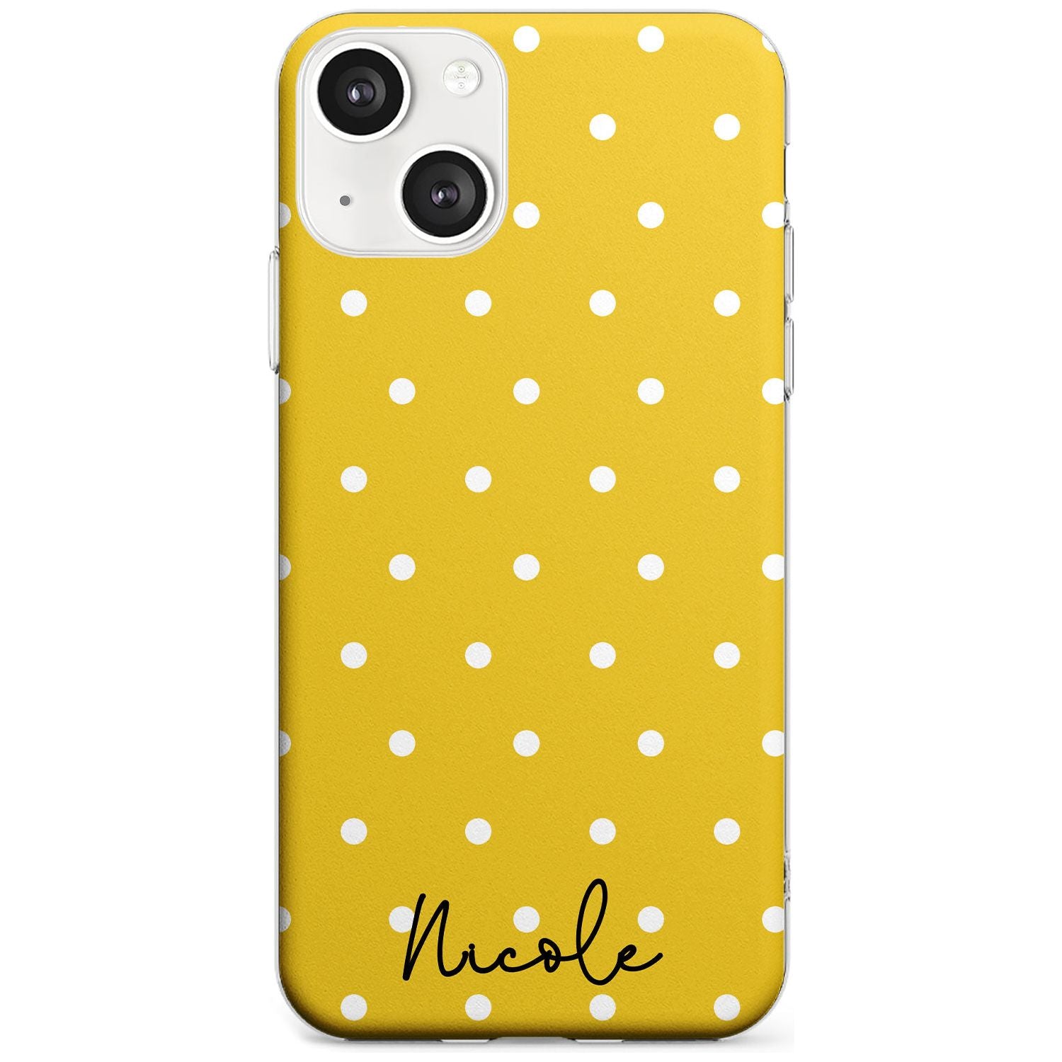 Personalised Yellow Polka Dot Custom Phone Case iPhone 13 / Clear Case,iPhone 13 Mini / Clear Case,iPhone 14 / Clear Case,iPhone 14 Plus / Clear Case Blanc Space