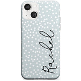 Personalised Vertical Cursive & Dots Custom Phone Case iPhone 13 / Clear Case,iPhone 13 Mini / Clear Case,iPhone 14 / Clear Case,iPhone 14 Plus / Clear Case Blanc Space