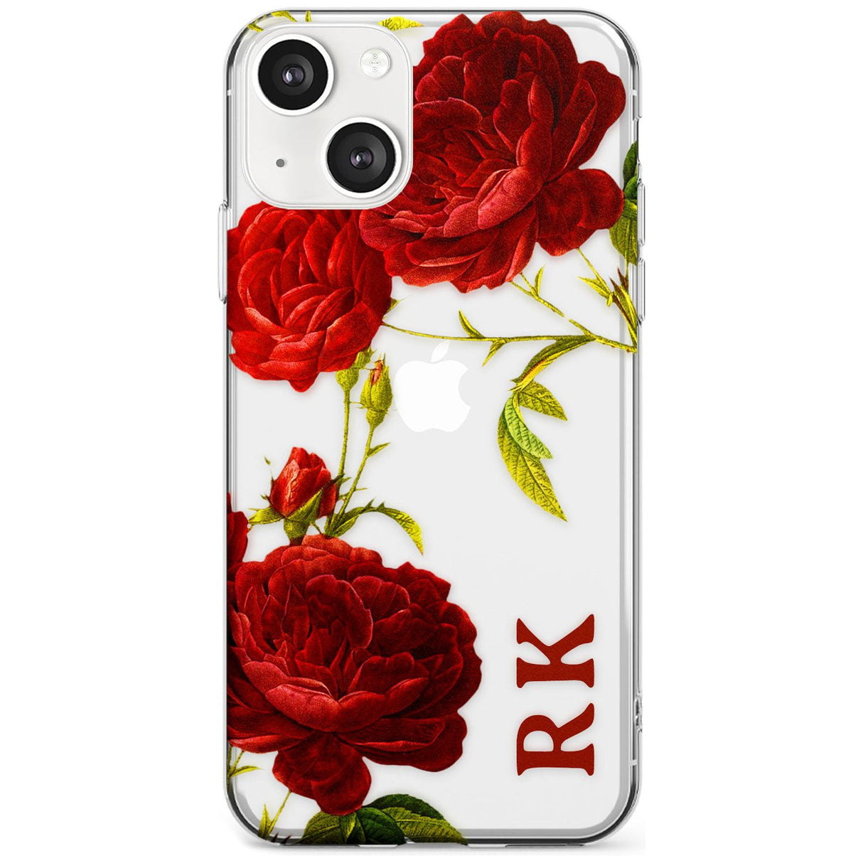 Personalised Clear Vintage Floral Red Roses Custom Phone Case iPhone 13 / Clear Case,iPhone 13 Mini / Clear Case,iPhone 14 / Clear Case,iPhone 14 Plus / Clear Case Blanc Space