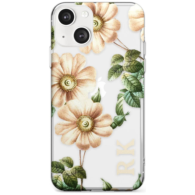 Personalised Clear Vintage Floral Cream Anemones Custom Phone Case iPhone 13 / Clear Case,iPhone 13 Mini / Clear Case,iPhone 14 / Clear Case,iPhone 14 Plus / Clear Case Blanc Space