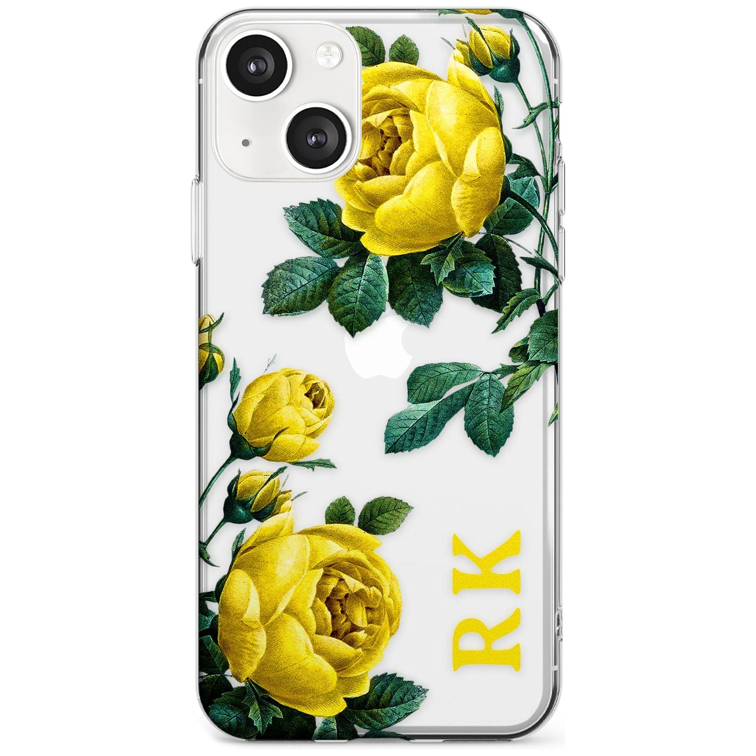 Personalised Clear Vintage Floral Yellow Roses Custom Phone Case iPhone 13 / Clear Case,iPhone 13 Mini / Clear Case,iPhone 14 / Clear Case,iPhone 14 Plus / Clear Case Blanc Space